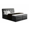 Cama Continental Baltimore 110, Doble, Negro, Cuero Ecológico, Somieres, 160x217x123cm