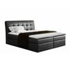 Cama Continental Baltimore 110, Doble, Negro, Cuero Ecológico, Somieres, 180x217x123cm