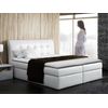 Cama Continental Baltimore 110, Doble, Blanco, Cuero Ecológico, Somieres, 180x217x123cm