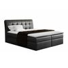 Cama Continental Baltimore 110, Doble, Negro, Cuero Ecológico, Somieres, 140x217x123cm