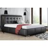 Cama Baltimore 107, Doble, Negro, Cuero Ecológico, Somieres, 160x227x103cm