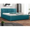 Cama Pomona 103, Doble, Turquesa, Tapiz, Somieres, 160x223x93cm