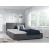 Cama Baltimore 122, Doble, Gris, Cuero Ecológico, Somieres, 178x222x92cm