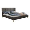 Cama Cleveland 110, Doble, Gris, Tapiz, Somieres, 187x215x100cm