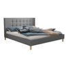 Cama Cleveland 110, Doble, Gris, Tapiz, Somieres, 167x215x100cm