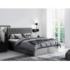 Cama Continental Baltimore 126, Doble, Gris, Tapiz, Somieres, 146x208x103cm