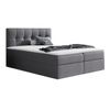 Cama Continental Baltimore 128, Doble, Gris, Tapiz, Somieres, 146x208x103cm