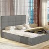 Cama Cleveland 136, Doble, Gris, Tapiz, Somieres, 151x213x106cm