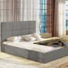 Cama Cleveland 136, Doble, Gris, Tapiz, Somieres, 171x213x106cm