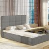 Cama Cleveland 136, Doble, Gris, Tapiz, Somieres, 191x213x106cm