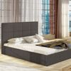 Cama Cleveland 136, Doble, Gris, Tapiz, Somieres, 151x213x106cm