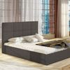 Cama Cleveland 136, Doble, Gris, Tapiz, Somieres, 191x213x106cm