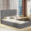 Cama Cleveland 136, Doble, Gris, Tapiz, Somieres, 151x213x106cm