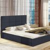 Cama Cleveland 136, Doble, Gris, Tapiz, Somieres, 191x213x106cm