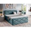 Cama Continental Baltimore 155, Doble, Turquesa, Tapiz, Somieres, 184x213x103cm