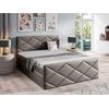 Cama Continental Baltimore 155, Doble, Gris, Cuero Ecológico, Somieres, 144x213x103cm