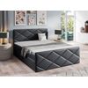 Cama Continental Baltimore 155, Doble, Gris, Cuero Ecológico, Somieres, 144x213x103cm