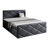 Cama Continental Baltimore 155, Doble, Gris, Cuero Ecológico, Somieres, 164x213x103cm