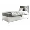 Cama Continental Baltimore 171, Individuales, Gris, Cuero Ecológico, Somieres