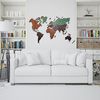 Mapa Del Mundo De Madera Para Decoración De Pared - Hecho A Mano, Multicolor, Nombres Grabados, Ideal Para Hogar Y Oficina, Tamaños Variados