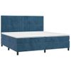 Cama Box Spring Colchón Y Led Terciopelo Azul Oscuro 200x200 Cm