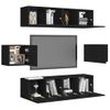 Set De Muebles De Salón Tv 6 Piezas Madera Ingeniería Negro