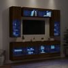 Muebles De Tv De Pared Con Luces Led 6 Piezas Marrón Roble