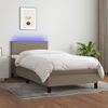 Cama Box Spring Con Colchón Led Tela Gris Taupe 80x200 Cm