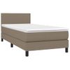 Cama Box Spring Con Colchón Led Tela Gris Taupe 80x200 Cm