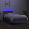 Cama Box Spring Con Colchón Led Tela Gris Taupe 80x200 Cm