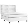 Cama Box Spring Colchón Y Led Cuero Sintético Blanco 140x190 Cm