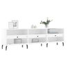 Mueble De Tv Madera Contrachapada Blanco Brillo 150x30x44,5 Cm