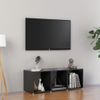 Mueble De Tv Madera Contrachapada Gris Brillante 107x35x37 Cm