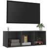 Mueble De Tv Madera Contrachapada Gris Brillante 107x35x37 Cm