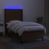 Cama Box Spring Colchón Luces Led Tela Marrón Oscuro 100x200cm