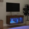 Mueble Para Tv Con Luces Led Roble Marrón 60x30x30 Cm