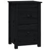 Mesita De Noche Madera Maciza De Pino Negro 40x35x61,5 Cm