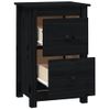 Mesita De Noche Madera Maciza De Pino Negro 40x35x61,5 Cm