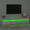 Mueble De Tv Con Luces Led Gris Hormigón 210x35x40 Cm