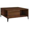 Mesa De Centro Madera Contrachapada Roble Marrón 80x80x36,5 Cm