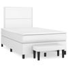 Cama Box Spring Con Colchón Cuero Sintético Blanco 120x190 Cm