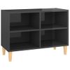 Mueble Tv Patas De Madera Maciza Gris Brillante 69,5x30x50 Cm