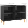 Mueble Tv Patas De Madera Maciza Gris Brillante 69,5x30x50 Cm