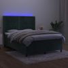 Cama Box Spring Colchón Y Led Terciopelo Verde Oscuro 140x190cm