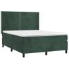 Cama Box Spring Colchón Y Led Terciopelo Verde Oscuro 140x190cm