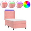 Cama Box Spring Colchón Y Led Terciopelo Rosa 100x200 Cm