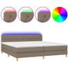 Cama Box Spring Con Colchón Led Tela Gris Taupe 200x200 Cm