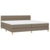 Cama Box Spring Con Colchón Led Tela Gris Taupe 200x200 Cm