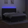 Cama Box Spring Colchón Y Luces Led Tela Negro 180x200 Cm