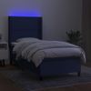 Cama Box Spring Colchón Y Luces Led Tela Azul 100x200 Cm